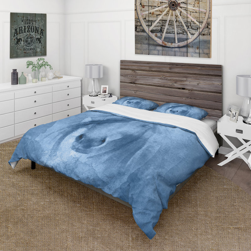 Farmhouse Horse - Ensemble de housse de couette animaux - Microfibre de polyester, Bleu clair
