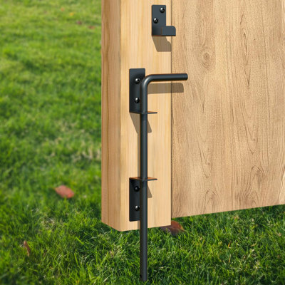 Verrou de portail robuste de 30 cm (12 pouces), loquet au sol en fer forgé pour portails et portes en bois, métal et vinyle, quincaillerie antirouille