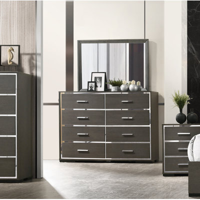 Commode double 8 tiroirs avec miroir Nikhil