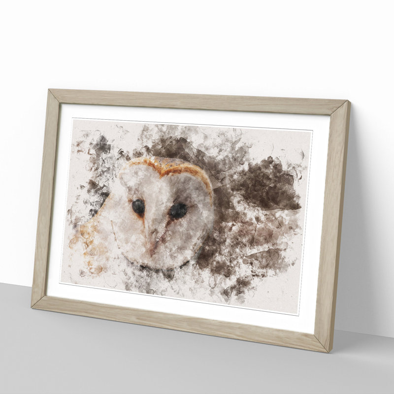 Barn Owl Vol.1 - Picture Frame Graphic Art, 48cm H x 65cm W x 2cm D, Oak