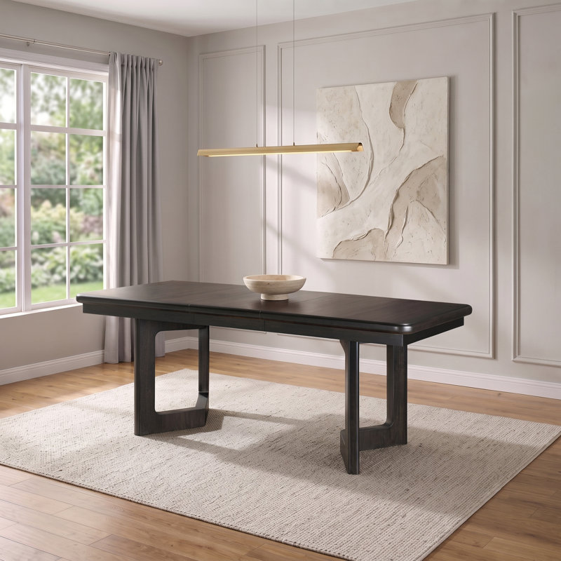 Table de salle à manger à rallonge en acacia brun