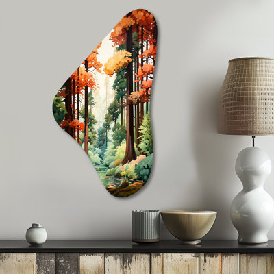 Hafeeza Redwood Shimmering Tree Heights III - Tree Redwood Boomerang Shape Irregular Metal Wall Decor