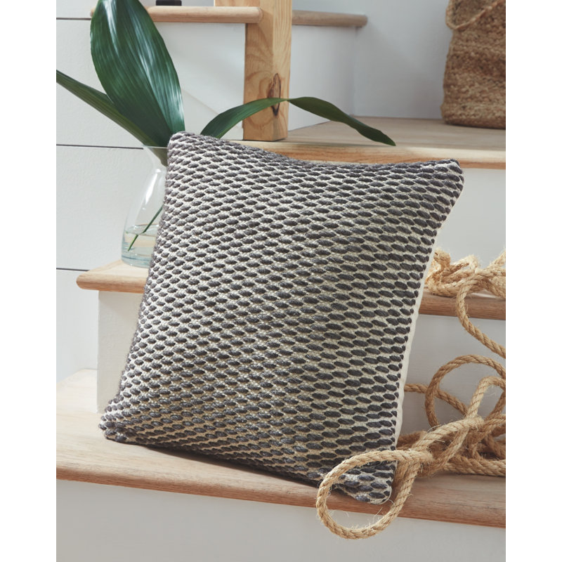Gray and Natural Woven 20" Contemporary Throw Pillow