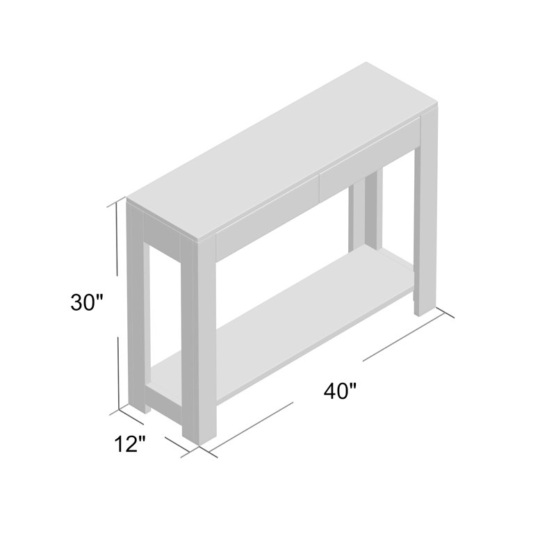 Bertis 40'' Console Table, White, White