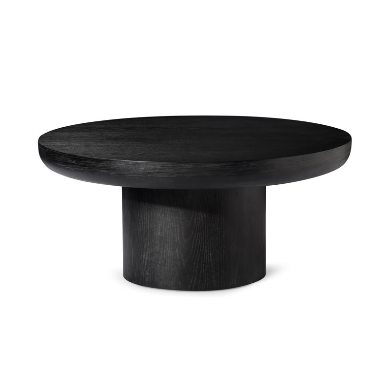 Maven Lane Owen Wooden Circular Coffee Table, 36" Round, Aged Black
