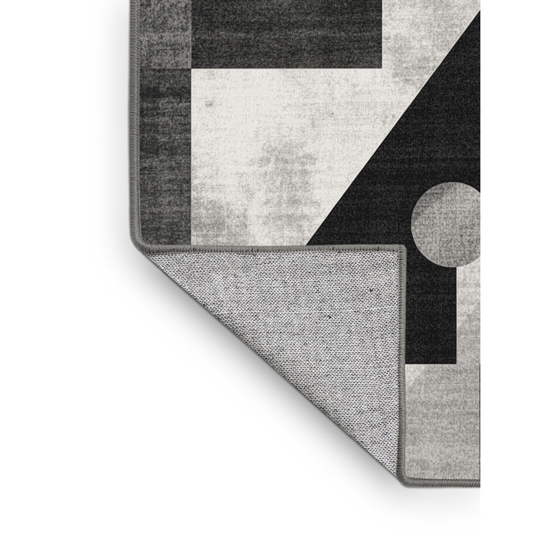 Tapis gris moderne et contemporain lavable à la machine Bensonhurst, Carré 3 pi