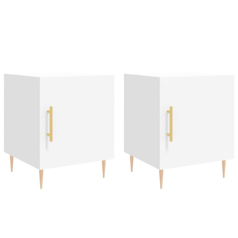 Bouzov 40 cm W Iron Bedside Table, White