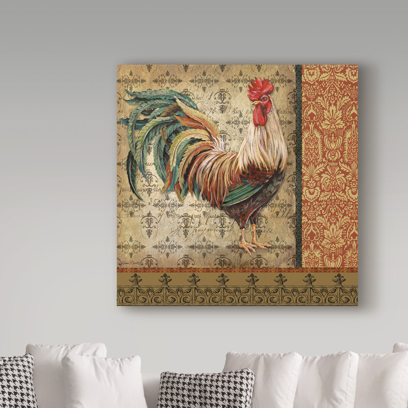 Rustic Framed Vintage Rooster Canvas Art, 14 x 14 Inches