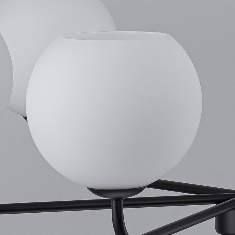 Lustre classique / traditionnel en verre 6 lumières, Noir mat