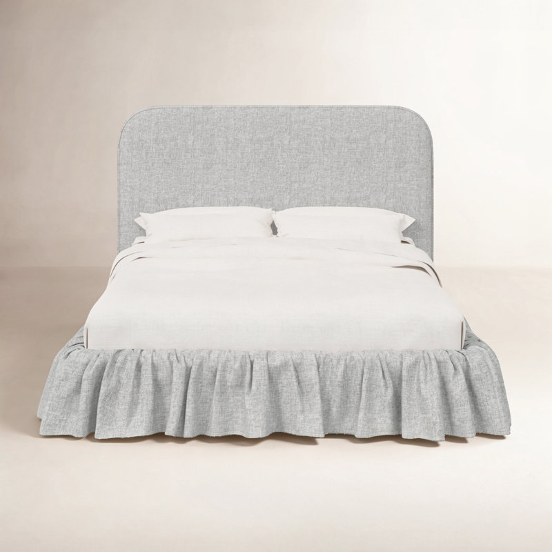 Mina Ruffle Platform Bed, Twin, Zuma Pumice Textured Linen