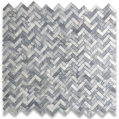 Bardiglio 12" x 13" Marble Herringbone Mosaic Wall & Floor Tile