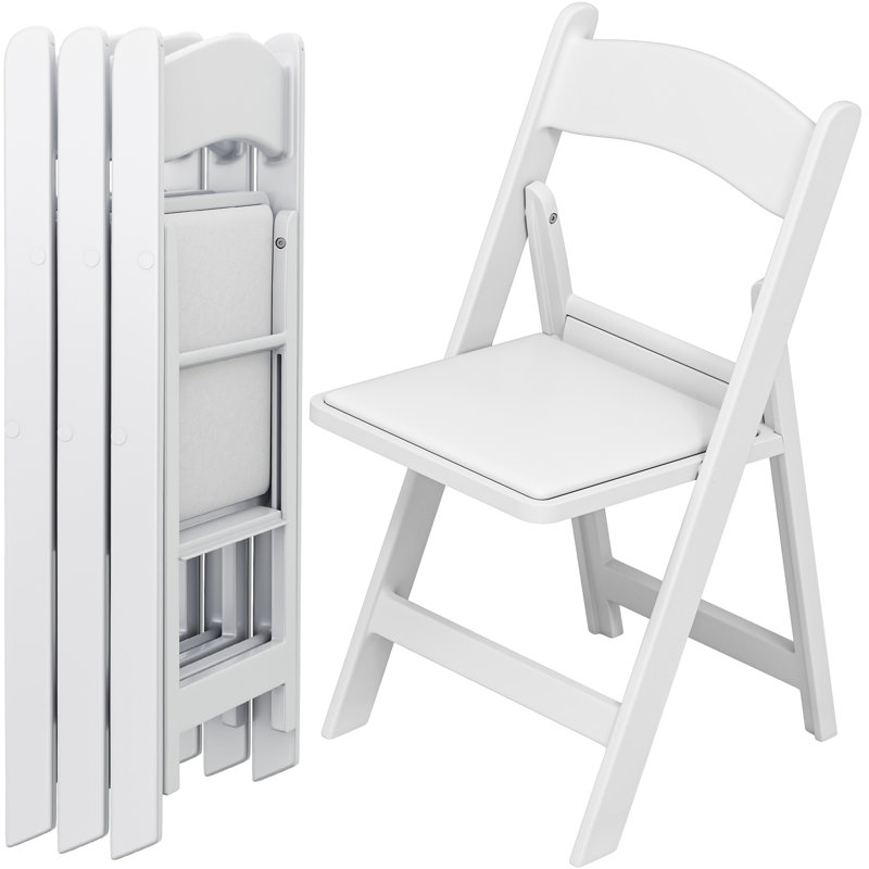 Chaises empilables pliantes en résine blanche avec siège rembourré (ensemble de 4)