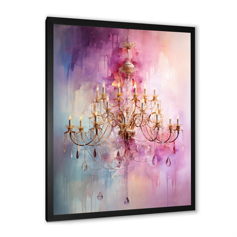 Luminaire lustre baroque rose Brilliance III - lustre, art mural, Cadre simple noir, H 32 po x l 24 po x P 1 po