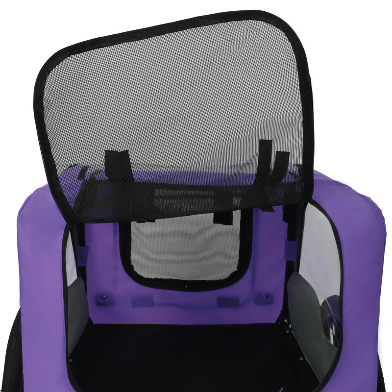Remorque extérieure robuste et pliable pour vélo pour animaux de compagnie avec roues tout-terrain de 16 pouces, Mauve