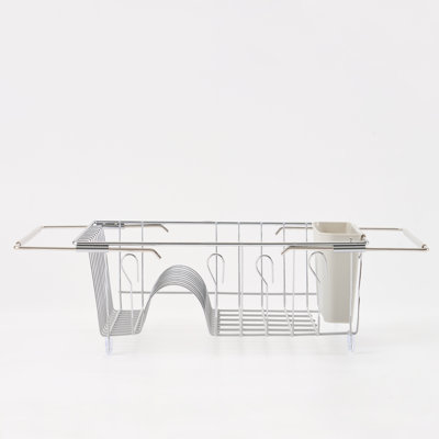 2-Piece Over the Sink Space Saving Dish Drying Rack with Utensil Holder, Silver