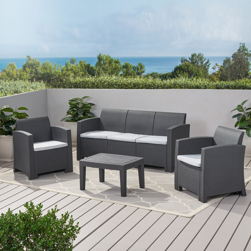 Bartz 5 - Person Patio Conversation Set with Cushions, Charcoal