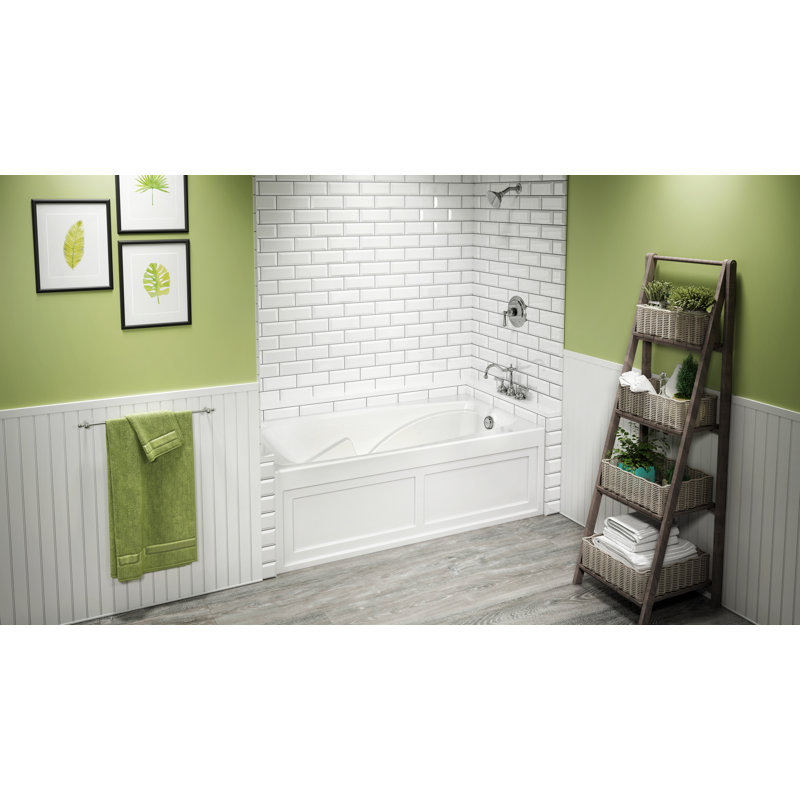 Cetra 60" x 36" Alcove Whirlpool Bathtub, White, Right, Yes