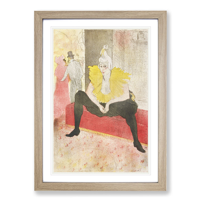 The Seated Clowness by Henri de Toulouse-Lautrec - Framed Print, Oak Framed, 65cm H x 48cm W x 2cm D