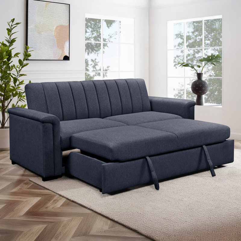 Charlotte 3 Seater Fabric Sofa Bed, Blue