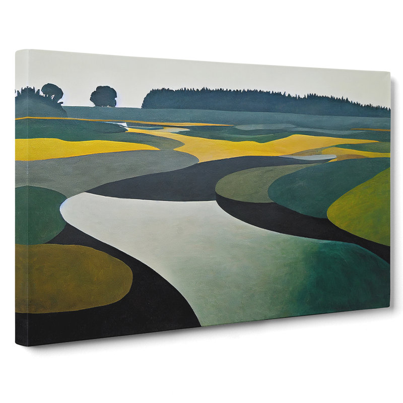 Modern Abstract Lake View - Wrapped Canvas, 35cm H x 50cm W x 3cm D