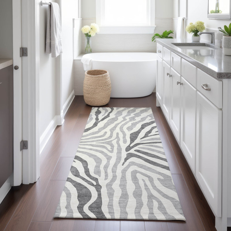 Machine Washable Indoor/Outdoor Chantille ACN2523 Animal Rug, Gray, Runner 2'3" x 7'6"