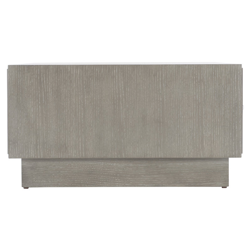 Transitional Cerused Greige Oak Cocktail Table with White Storage Drawers