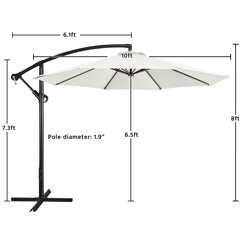 Parasol suspendu d'extérieur 10 pi Brunet, Crème