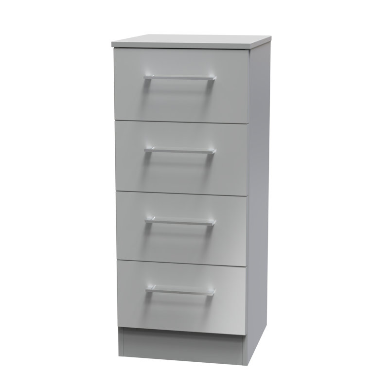 Talhaa 4 Drawer Bedside Cabinet (Ready Assembled), Uniform Grey/Dusk Grey