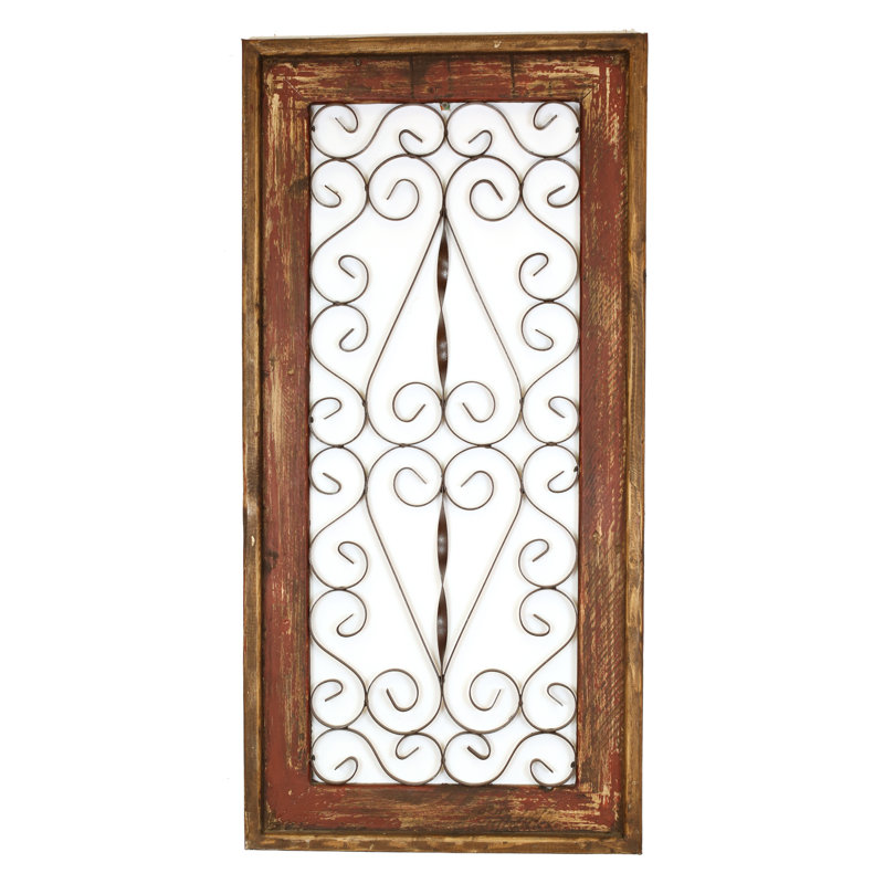 Rustic Red and Brown Handmade Wood and Iron Wall Decor