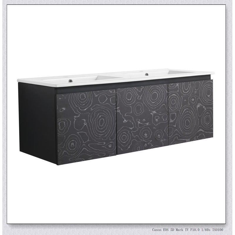 Meuble-lavabo mural flottant 48 po et porte d'armoire à fermeture en douceur