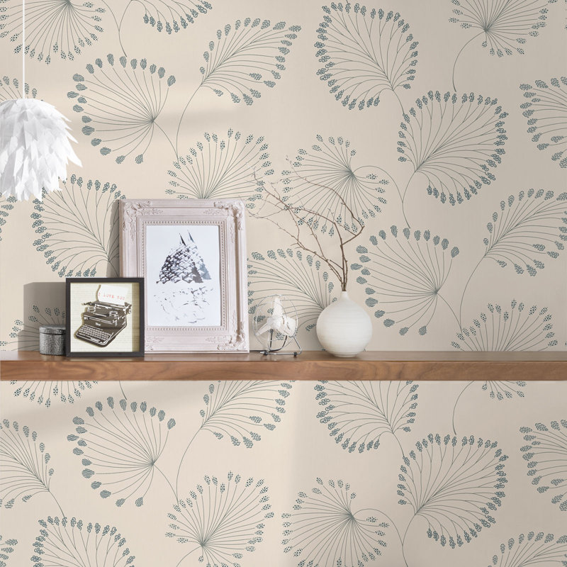 Caputo 10.05m x 53cm Matte Wallpaper Roll, Cream/Blue/Grey