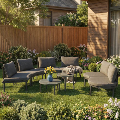 8 - Piece Outdoor Patio Conversation Set With Cushions