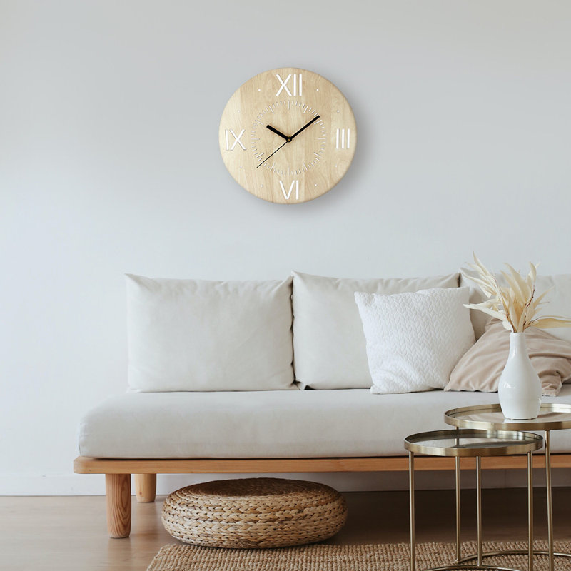 Wood Wall Clock, Beige