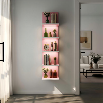 Deangelos 5 Tier Wall Shelf with Light