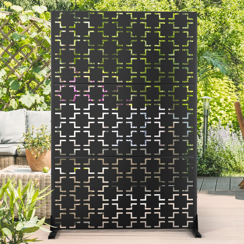 Ensemble de panneaux d'intimité en métal, l 4 pi x H 6 pi - autoportant ou mural, écran d'intimité pour l'intérieur et l'extérieur