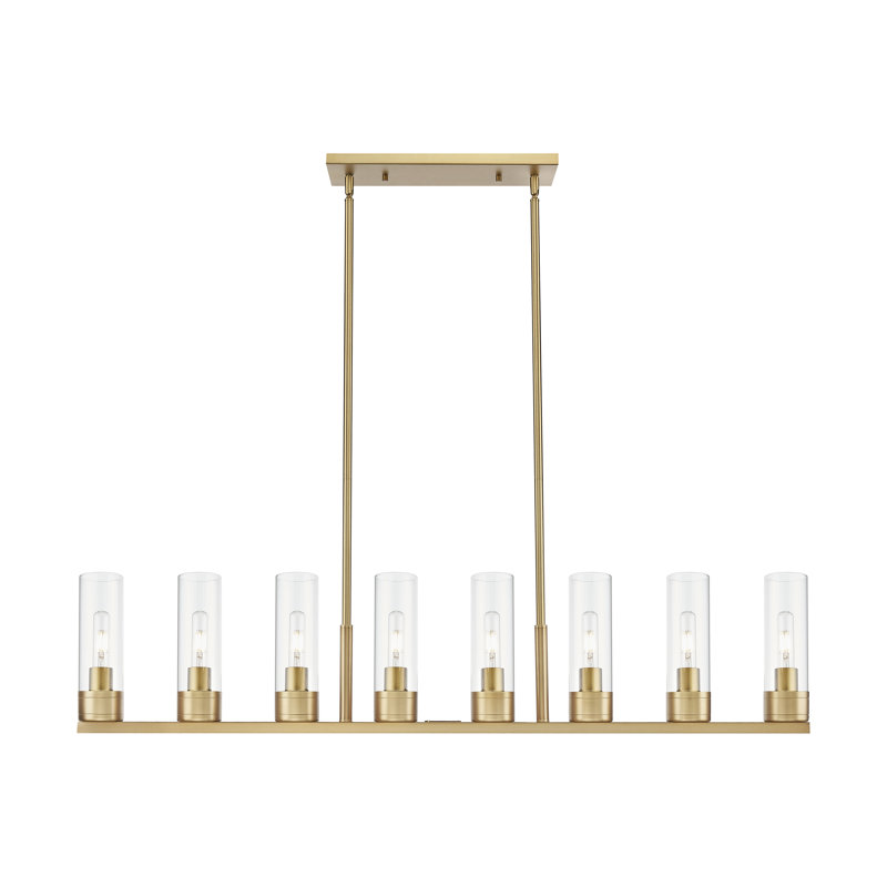 Luminaire suspendu 6 lumières avec abat-jour Scherer, Laiton brossé, Clair