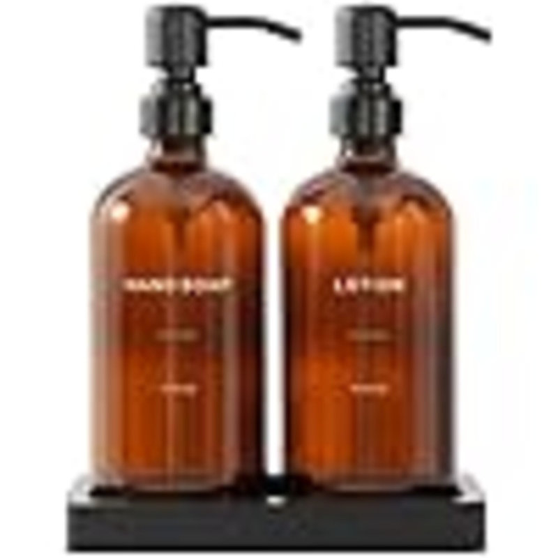 Ensemble de distributeur de savon, contenant un distributeur de mains et de lotion avec pompe. Parfait pour le décor de salle de bain d'invité.