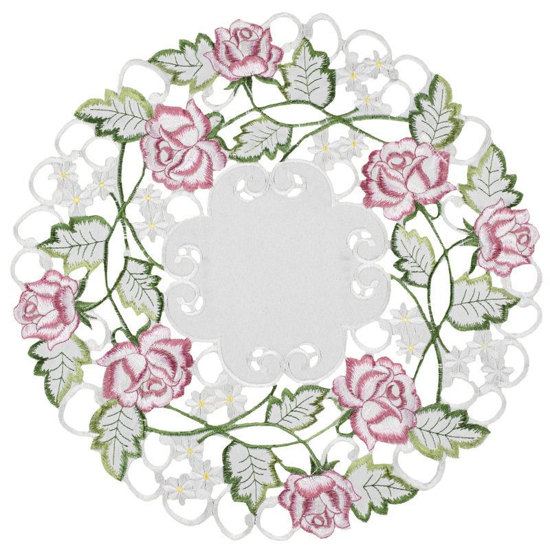 Donzae Pink Rose Doily (15" Rd)
