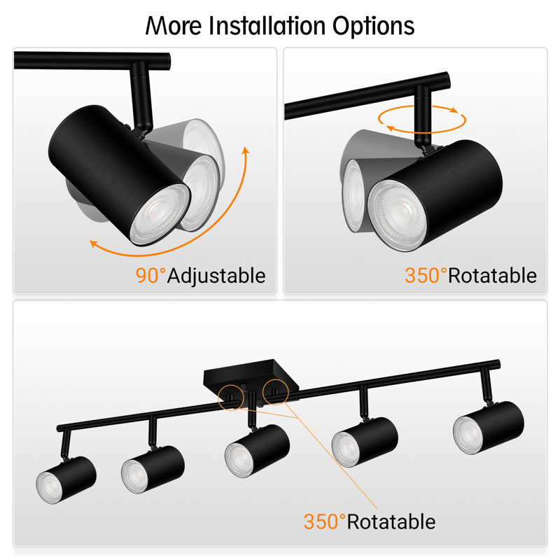 Black Matte Metal 5-Light Adjustable LED Track Lighting Fixture