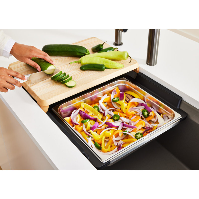 Inteos SILGRANIT 33" Single Bowl Reversible Undermount Workstation Kitchen Sink, White