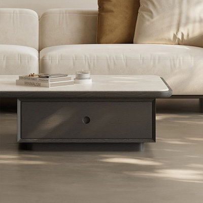 Table basse rectangulaire en bois manufacturé noir