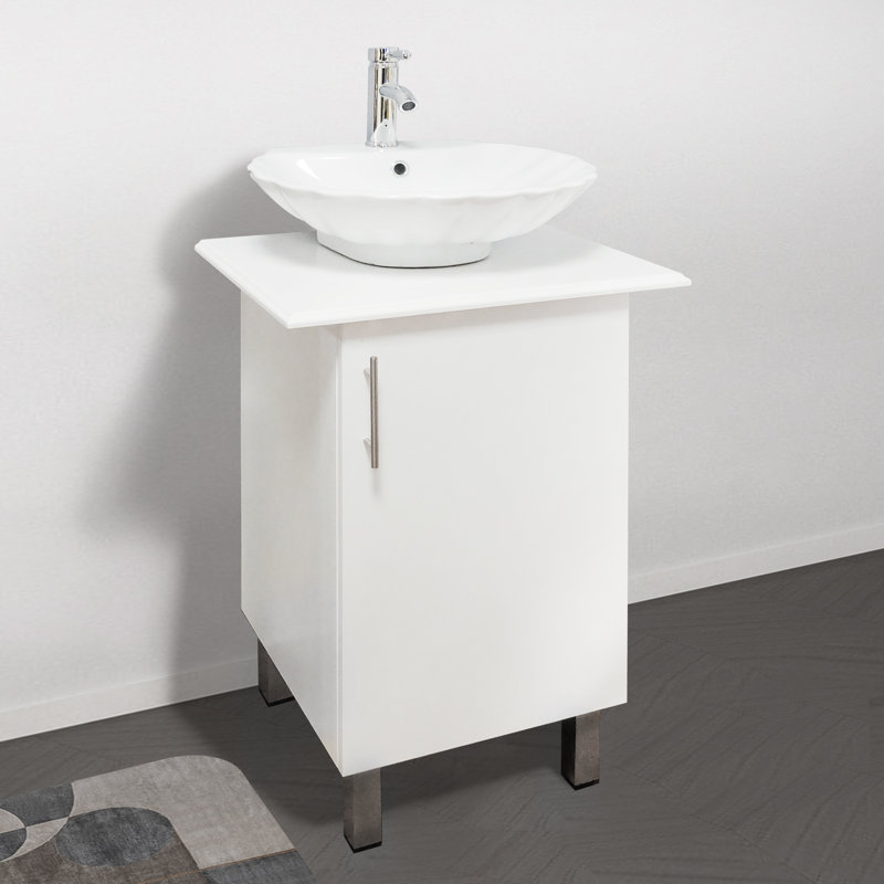 Ensemble de meuble-lavabo moderne en céramique, Blanc / blanc