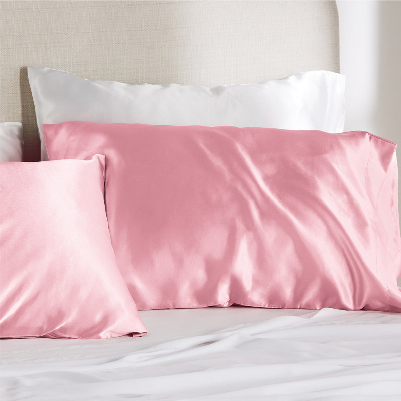 Satin Pillowcase Set of 2, 300 Thread Count , Gray Sand,GentleSoft™️, Standard Pillow Case, Pink