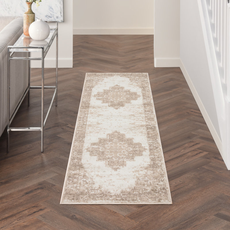 Tapis oriental ivoire / beige Burnie, Tapis de couloir 2 pi x 4 pi