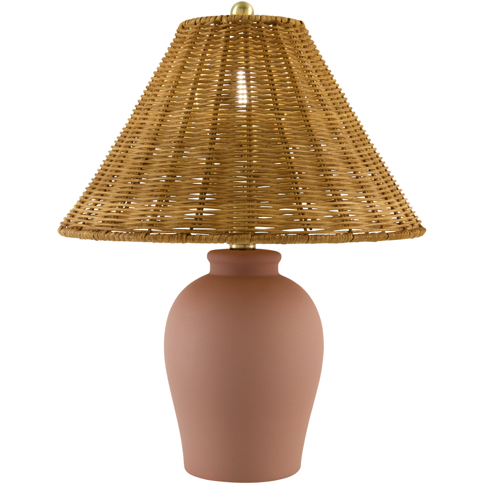 Chemise Ceramic Table Lamp, Terracotta, Wicker, Brown