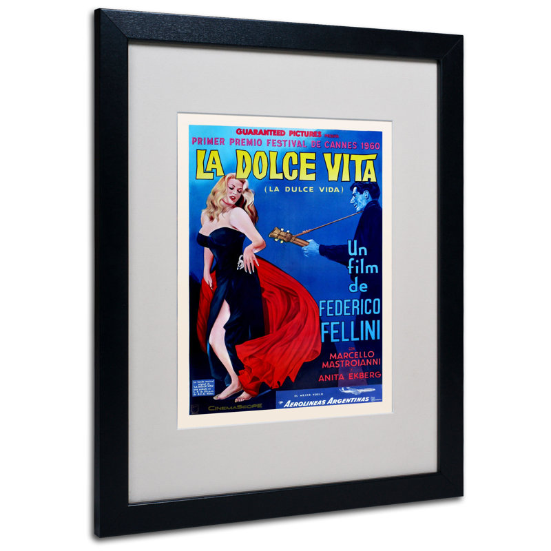 « pomme » la dolce vita», reproduction sur toile encadrée, H 14 po x l 11 po x P 0,5 po, Noir