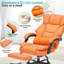 Fauteuil de bureau orange en cuir PU avec repose-pieds et support lombaire, inclinable pour une magnifique maison, pivotant spécial-1020326519