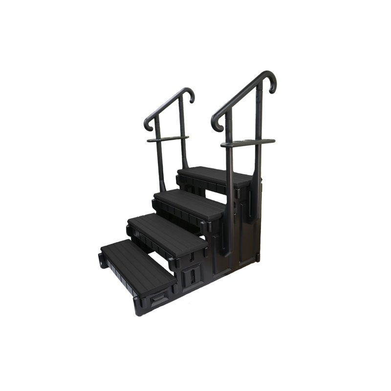 Confer 36 Inch Black Plastic 4-Step Spa Ladder with Handrails