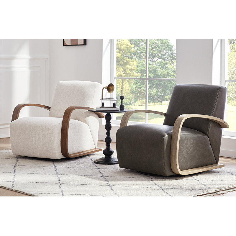Brehana Swivel Armchair, Washed Linen Performance Weave, Hearth Walnut