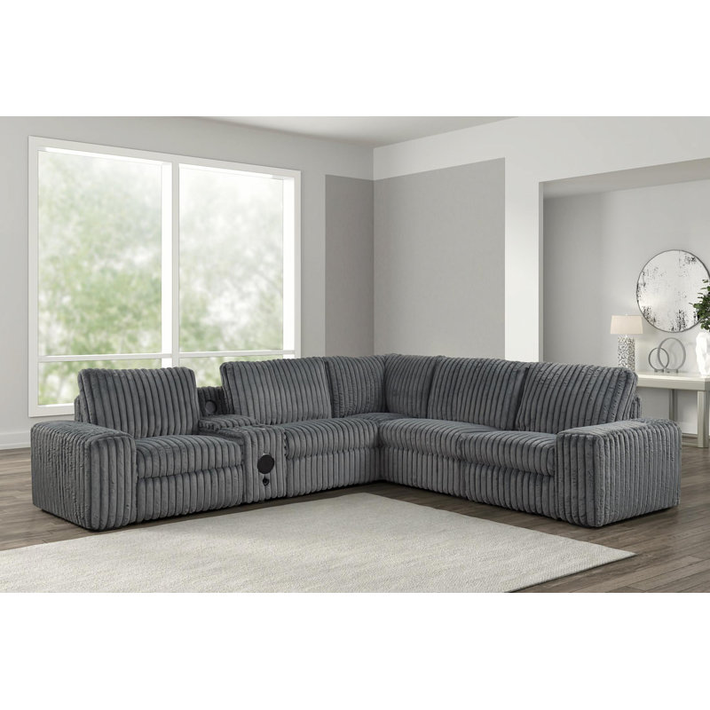 Amelya Charcoal Power Reclining Sectional, Charcoal